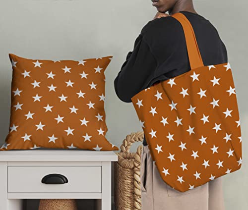 Image of Soimoi Orange Polyester Crepe Fabric Stars Star Printed Craft Fabric by the Meter 52 Inch Wide