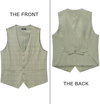 HISDERN Formeel bruiloftsfeestvest voor heren, katoenen effen kleur gilet, Marineblauw-1, XS