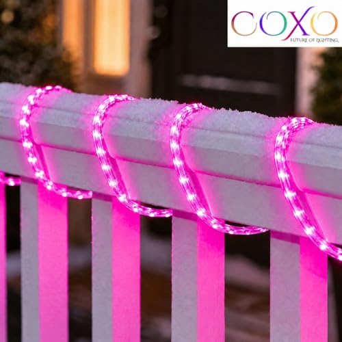 Image of COXO 1 Meters LED Rope Light for Decoration - Waterproof Pink SMD Cove Light for Ceiling, Home Decor, LED Pipe Light for Diwali, Festival, Indoor, Outdoor Use (Pink, 1 Meter)