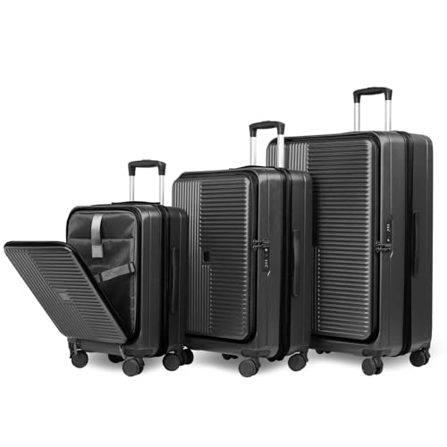 Image of Hardshell Luggage Sets 3 Piece with Spinner Wheels, Expandable Carry On Luggage with Front Open Pocket, TSA Lock, Hardside Suitcase Set for Travel, Business, Plane