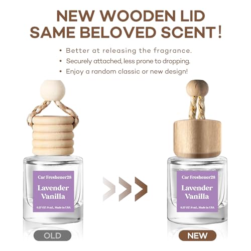 Image of C Classy Hanging Car Air Freshener 2 Pack, Lavender Vanilla Essential Oil Diffuser, Long-Lasting Fragrance, Cute Glass Bottle Car Accessories for Women & Men, Made in USA
