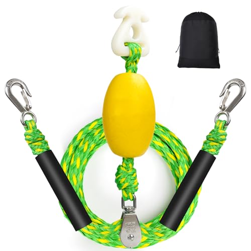 ASVAEVAS Self Centering Boat Tow Harness for Tubing, Boat Tow Rope Harness with Pulley and Large Hooks for Towing 1-4 Riders Towable Tubes, Pulling Water Skiing, Wakeboarding