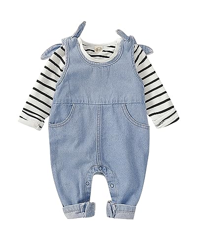 Image of Saeaby Toddler Infant Baby Clothes Girls Jeans Jumpsuit Romper Denim Overalls Jeans Baby Girls Clothes Outfits