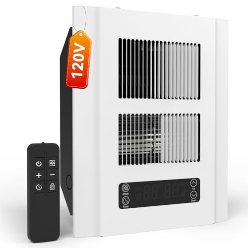 Infandy Electric Wall Heater for Indoor Use, 120V Wall Heater with Thermostat and Remote, 3 Heating Modes, 9H Timer, Child Lock, Overheat Protection, Suitable for Bathroom, 1500/750 Watt, Hardwired
