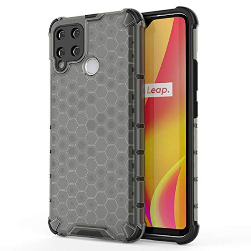 Image of Glasgow Back Case Cover Compatible with Realme C15 (Honeycomb Pattern) - Black