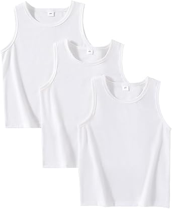 Nivne Tco Toddler Boy Round Neck Tank Tops-Solid Color Undershirt-3 Piece Little Boys Casual Summer Clothing Set Size 3-7T