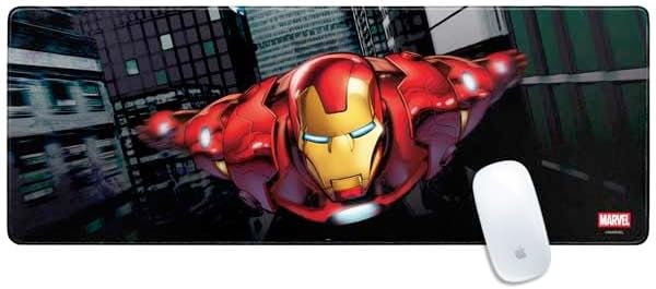 Skinit Extra Large Gaming Mouse Pad - Officially Licensed Tony Stark Iron Man Design with Stitched Edges, Waterproof, Non-Slip Rubber Base, Desk Mat for Keyboard & Mouse, 35.75" x 15.4" inches