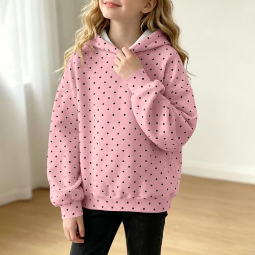 Girls Polka Dot Hoodie Trendy Fall Oversized Cute Kids Pullover Sweatshirt - image 3