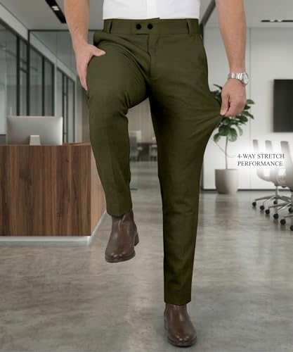 Image of Mehrang Men's Stretchable Stretchable Formal Pant Trousers | Stylish Slim Fit Men's Wear Trousers for Office or Party | Polycotton Knitted Fabric