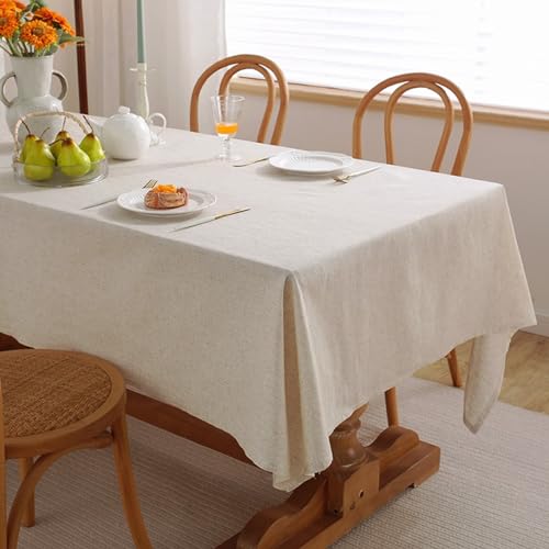 Nappe en lin lavable de qualité supérieure beige uni au tomber fluide 135x135