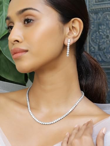 Image of Rubans AD Zircon Bridal Bold Statement Necklace Set Stylish