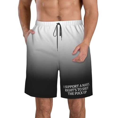 I Support A Mans Right'S to Shut The Fuck Up Men's Casual Board Shorts Swim Trunks Bathing Suits