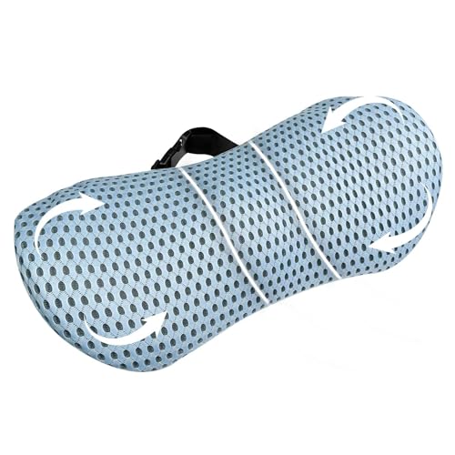 Ravytha Cojin Lumbar Silla Oficina de Espuma Viscoelástica, Almohada Lumbar para Dormir Ergonómico, Respaldo Silla Oficina con Cinta Ajustable, Cojín de Respaldo para Coche, Sofa, Cama(Azul)