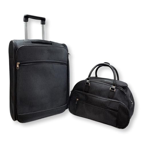 Kit Mala de Viagem Executiva Padrão Bordo + Mala de Mão (Ponto) (Preto)