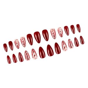 Hiopoiuyt Valentine Mandel Acrylnägel, 24 Stück