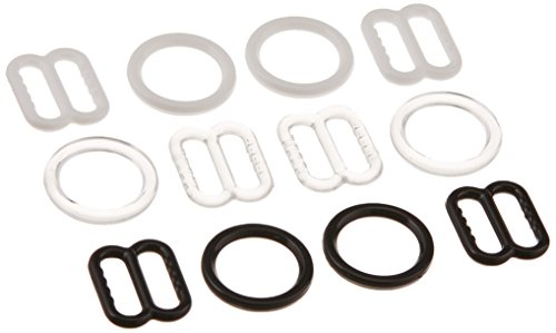 Dritz 56694-66 Lingerie Strap Slides & Rings, Clear, Black & White (3-Sets)