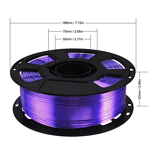 Image of Silk Purple PLA Filament, 1kg 2.2lbs 1.75mm 3D Printing Material, Widely Support for FDM 3D Printer, Pack with Extra Filament Sample by BBLIFE