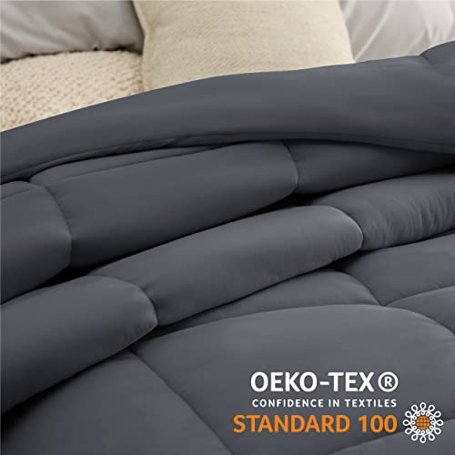 Bedsure Queen Bedding Comforter Dark Grey - All Season Quilted Down Alternative Comforter For Queen Bed, 300Gsm Mashine Washable Microfiber Duvet Insert With Corner Tabs #TOP5