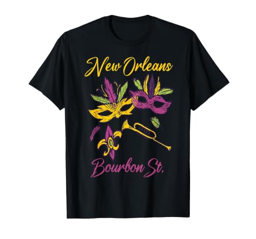 French New Orleans Mardi Gras Souvenir Bourbon Street T-Shirt, Men, Black, 3X-Large