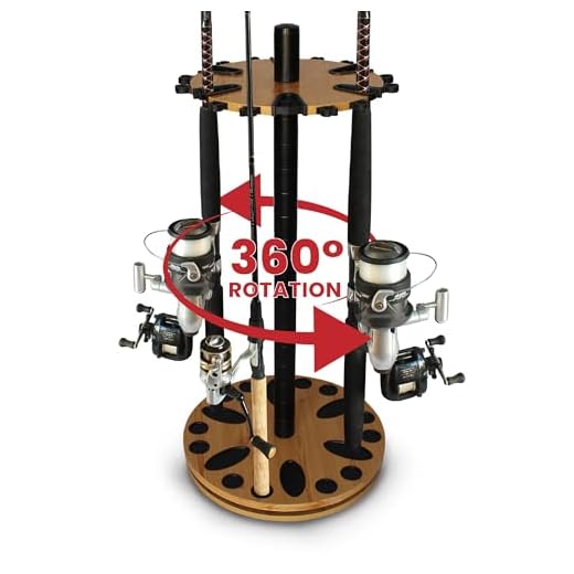 Rush Creek Creations 38-2001 Round Spinning 24 Fishing Rod Rack with Dual Rod Clips