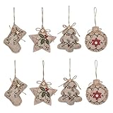 SunaOmni Mini-Weihnachtsbaum-Ornamente Miniatur-Weihnachts-hängeornamente Strumpf Vintage-Kugel Pentagramm Weihnachts-hängedekor Gedenk-weihnachtsschmuck Christbaumschmuck 8 Stücke