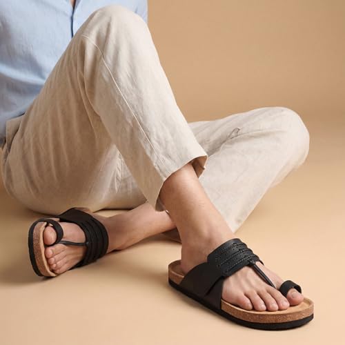 Image of Frido Puneri Chappal for Men | Available in 2 Options- Arch Support & Without Arch | Traditional Indian Leather Sandals with Memory Foam, Wide Toe Box & Zero Drop Design | Adjustable Ethnic Footwear