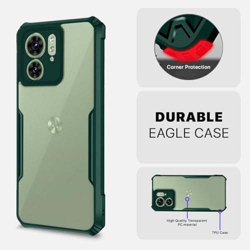 Image of Outlouders Back Cover for Motorola Moto Edge 40 | Ultra Hybrid Transparent | Full Camera Protection | Raised Edge | Crystal Clear Bumper Case (Green)