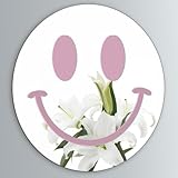 Cute Teenage Girl Room Smiling Face Decorative Mirror Academy Style Smile Pink Room Decoration Aesthetics Mirror Prep Room Decoration 12 inch Fashion Round Bedroom Acrylic Wall Mirror Youth Room