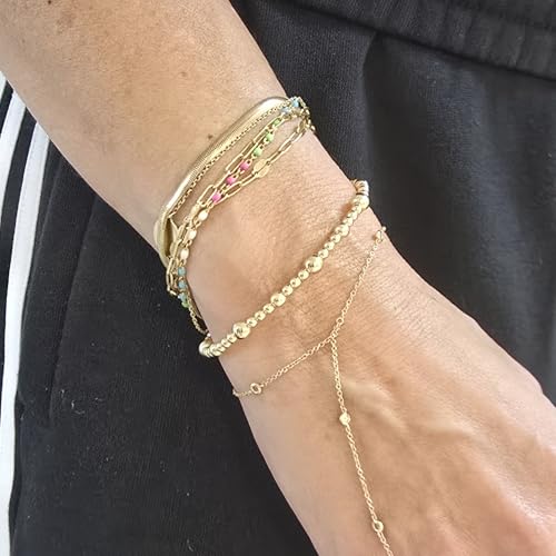 Anela 14kt Gold Filled Beaded Bracelet - Alternate Pattern of 3mm, 4mm & 5mm Beads, Tarnish-Free Jewelry - Great Gift for Woman4