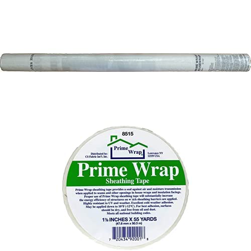 Kotap Prime Wrap & Tape Set, Woven Polyethylene House Wrap 9 x 75-Foot, Prime Wrap Tape 1-7/8-Inch x 55-Yard