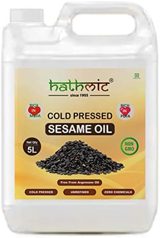 Hathmic Cold Pressed Sesame / Gingelly / Til Oil, 5L HDPE (Un Refined and Un Filtered Pure Oil)