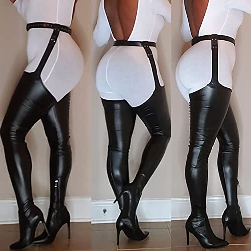 Women Fashion Thigh High Boots - Over The Knee Pointed Toe Sexy High Heeled Boots With Belt Black 2.0 Version -Soft Leather Without Smell (Us10) #TOP2