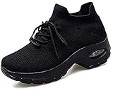  Laufschuhe für Damen, Laufschuhe, Fitness, Sport, atmungsaktiv, Netzstrümpfe, Sneaker, Outdoor, Jogging, Trainer, Schwarz / Grau / Violett / Rot / Weiß, 36-42, Schwarz - Schwarz - Größe: 37 EU