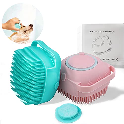 Dog Cat Bath Brush Soft Silicone Hair Grooming Cleaning Brush Short Hair Long Hair Dog Large Dog Small Dog Massage Brush and Cat Wash Massage Grooming Shower Gel Pourable Dispenser Bubble Bath Brush