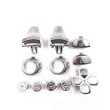 Full Set Aluminium Metal Bullet Buttons ABXY D-pad L1 R1 L2 R2 Trigger Buttons Thumb Grip Thumbsticks Cap for PS4 Slim PS4 Pro JDS-040 JDS 040 Controller (Sliver)