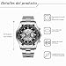 Imagen de JewelryWe Relojes Mecánicos Imitación Hombre: Reloj de Cuarzo Analógico Resistente al Agua Redondo para Caballero Correa de Acero Inoxidable Extraíble Luminoso Calendario