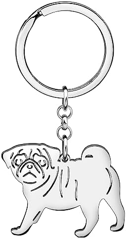DOWAY - Llavero de acero inoxidable para los amantes de los pug, ...