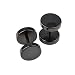 Zysta 2pcs 8mm Black Screw Stud Earrings Mens Stainless Steel Cheater Fake Ear Plugs Gauges Illusion Tunnel