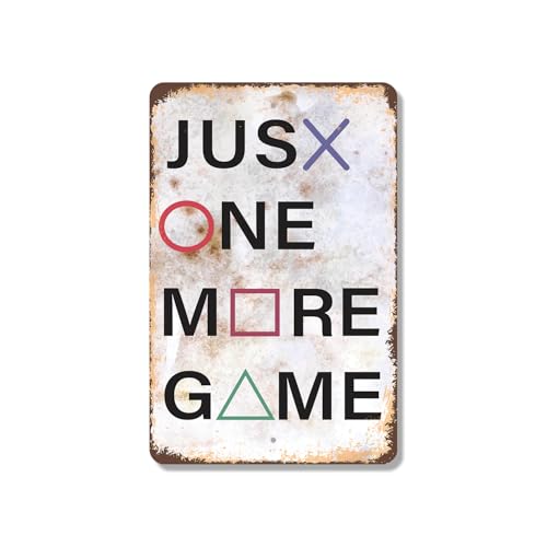 Just One More Game 10 Inch x 14 Inch Novelty Plastic Sign Durable Weatherproof UV Protected Perfect for Game Rooms Bedrooms Fun Gift for Gamers Crafted in the USA