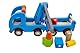 goki 55875 - Kranwagen mit Magnetanhänger, Vielseitiges Holzspielzeug, Nachhaltige Qualität, blau, Förderndes Baufahrzeug ab 3 Jahre, Blauer Krahnwagen und Anhänger