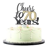 LVEUD Black Font Golden Numbers Cheers to 70 Years Happy Birthday Cake Topper...