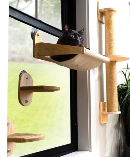 Window/Wall Mount Cat Wall Shelves by Pet Savvy – Cat Hammock (Oatmeal)