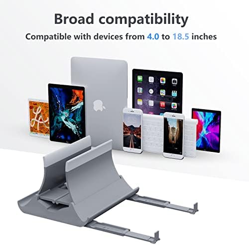 OWill Space Grey Laptop Stand Holder,Gravity Auto Locking Holder Laptop Dock,Space Saving for Laptop,Fits All MacBook,iPad, Surface,Dell,Chromebook,Vertical Laptop Stand Holder