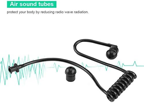 Coiled Acoustic Tube Replacement for Two-Way Radio Audio Kits Headset Walkie Talkie Earpiece Packed of 5 Pieces with Ear Tips-Black