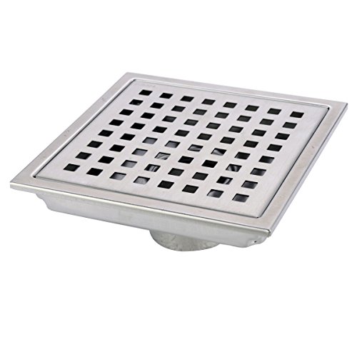 HANEBATH 6 Inch Square Shower Floor Drain with Removal Grate, Stainless Steel Brushed