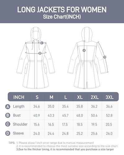 ATLASLAVA Jaquetas femininas de inverno longas com capuz, de lã, softshell, isoladas, quentes, para