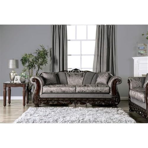 BOWERY HILL Modern & Traditional Upholstered Sofa in Gray Finish