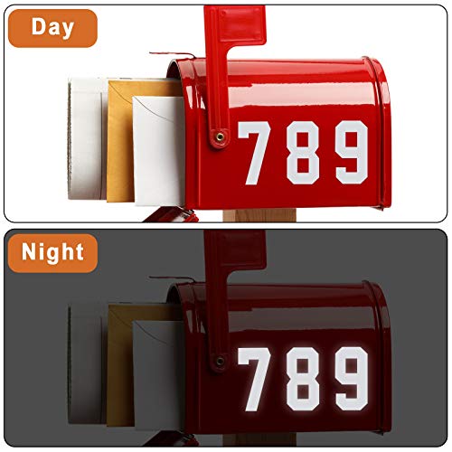 100 Piece Reflective Mailbox Number Stickers, Self Adhesive Reflective Capital Letter Sticker, Number Decals Vinyl Mailbox Number Decals For Mailbox Address, Bin, Window, Door, Cars (White,2 Inch) #TOP3