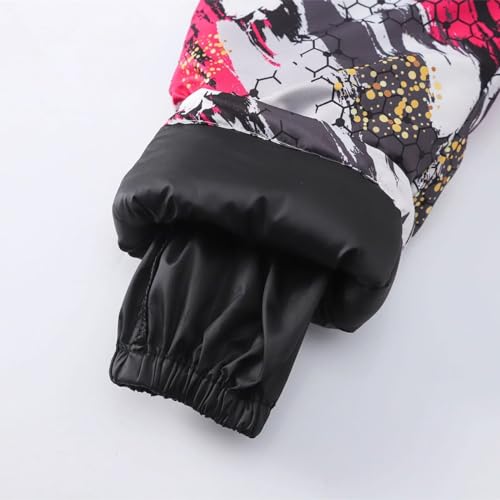 Kids Winter Print Overalls Ski Suits Boys Girls Water-proof Hooded Snowboard Jumpsuits Toddler Girl Snow Outfit Size 84