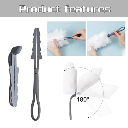 Image of 2PCS Extender Duster Mop Handle for Duster Refill, Replacement Foldable Dust Handle with 2 Count Duster Refills. (Grey)